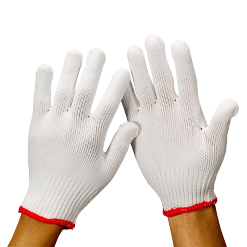 丛林狐 劳保手套 耐磨防滑白色尼龙线手套 工地干活工人劳动白色防护透气白色线布手套 500克加厚尼龙24双