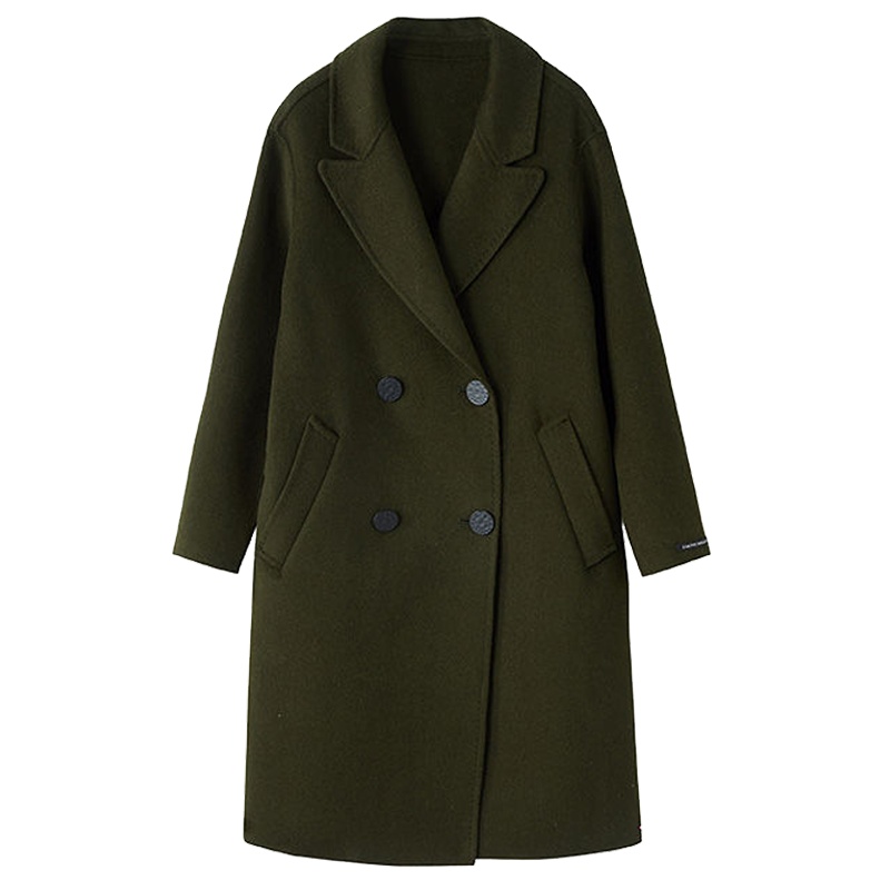 【专柜同款】拉夏贝尔Puella冬季新款小赫本风过膝双面羊毛呢外套女20012203