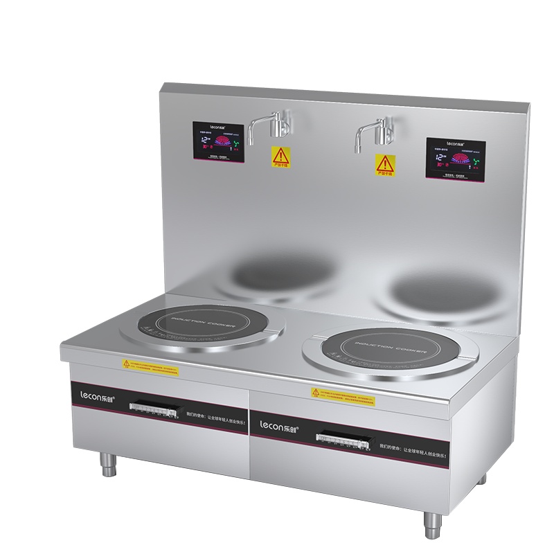乐创(Lecon)商用电磁炉双头电磁汤矮汤炉灶20KW 380V8档控制酒店饭堂企业工程 LC-J-P20G2