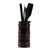 唐宏坊 竹制黑竹节圆形茶道六君子实木茶道六君子套装功夫茶具配件零配茶艺组合盘摆件茶夹笔