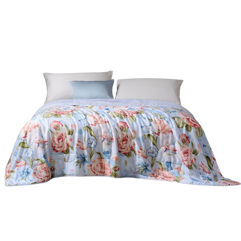 富安娜FUANNA天丝空调被60S莱赛尔七孔抗菌印花被芯可水洗被子单双人夏凉被