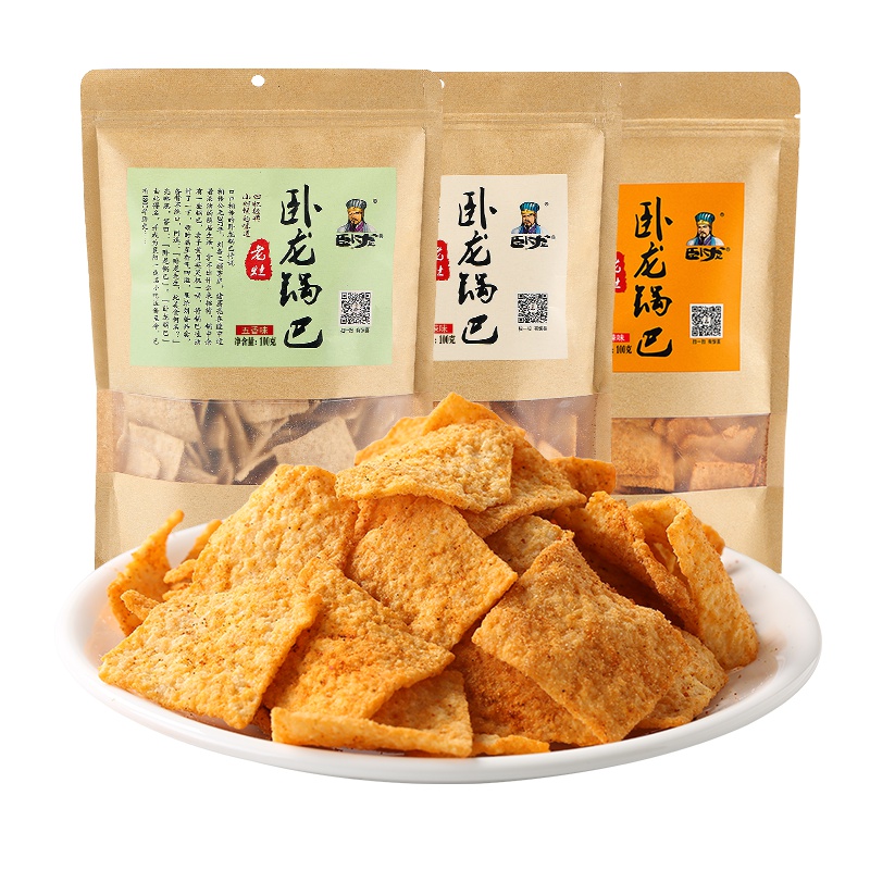 卧龙麻辣锅巴100g*3袋休闲膨化食品零食大礼包小吃批发手工老襄阳特产