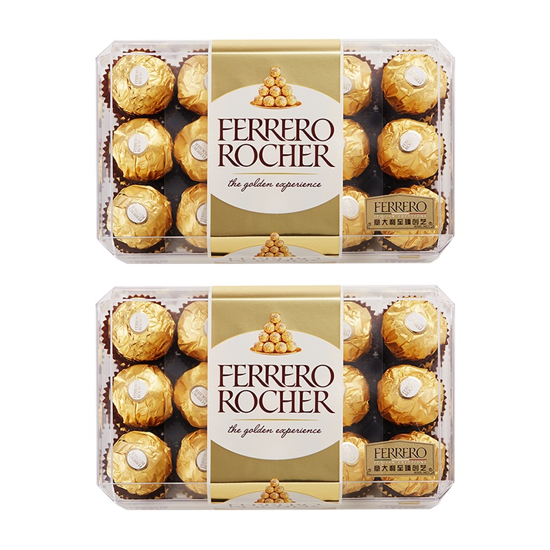 费列罗（Ferrero Rocher） 甜蜜喜糖 休闲零食香浓美味 费列罗榛果威化巧克力30粒 两盒装
