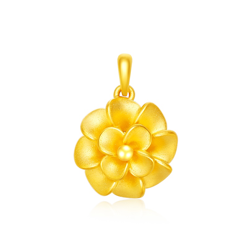 金一足金3D硬金繁花似锦花朵女士 黄金吊坠 花朵项链挂坠结婚送妈妈送女友 (定价) ACB004