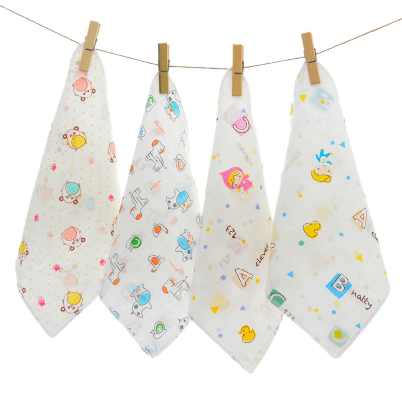 丝曼雅 厂家直销 幼童儿纯棉两层纱布童巾 速干吸水婴儿面巾卡通纱布童巾