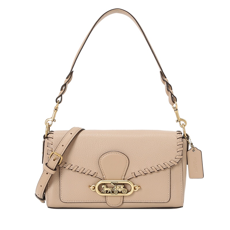 COACH蔻驰女包 通勤肩背包 马车标粒面皮单肩包 斜挎包 F91025