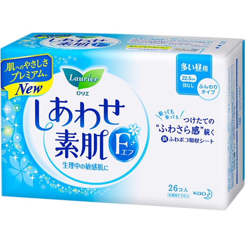 [无翼型卫生巾]Lauríer 花王(乐而雅) F系列日用无翼型卫生巾 姨妈巾 22.5厘米 26片装 纤巧