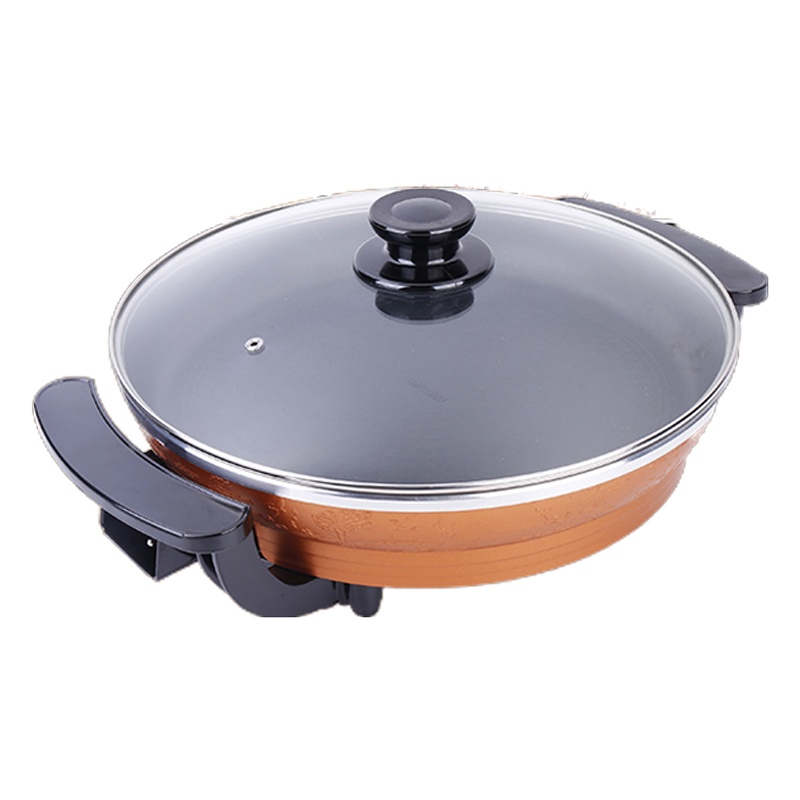 大号电煎锅水煎包锅单面电饼铛煎饼锅多功能商用平底电热锅烙饼锅 38型号金色加厚加深5档调温