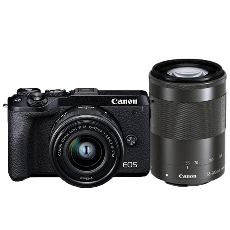 佳能(Canon) EOS M6 Mark II (15-45 IS STM+55-200 IS)(黑色)数码微单相机 约3250万像素M6 Mark2