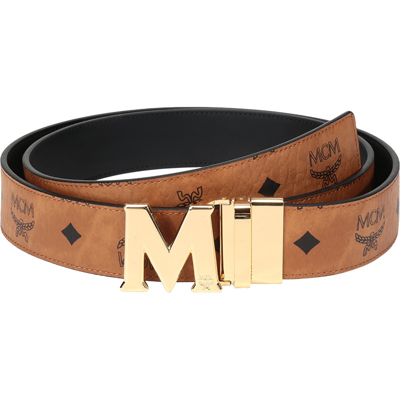 MCM 男女中性 涂层帆布配皮板扣式双面皮带腰带 MXBAAVI04