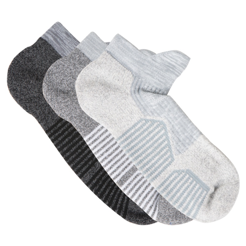 苏宁极物 3双装同色 男士减震护脚跑步运动袜短袜防磨