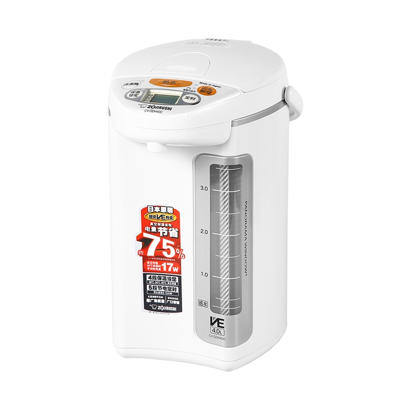 象印(ZO JIRUSHI)电水壶CV-DDH40C进口温控器不锈钢VE真空保温省电电水壶电动出水按键热式水瓶4L高贵白