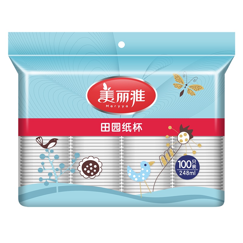美丽雅田园印象特厚型纸杯100只装