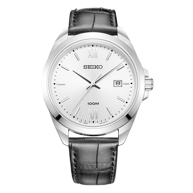 精工（SEIKO）石英表 男 商务休闲皮带男士石英表SUR283P1