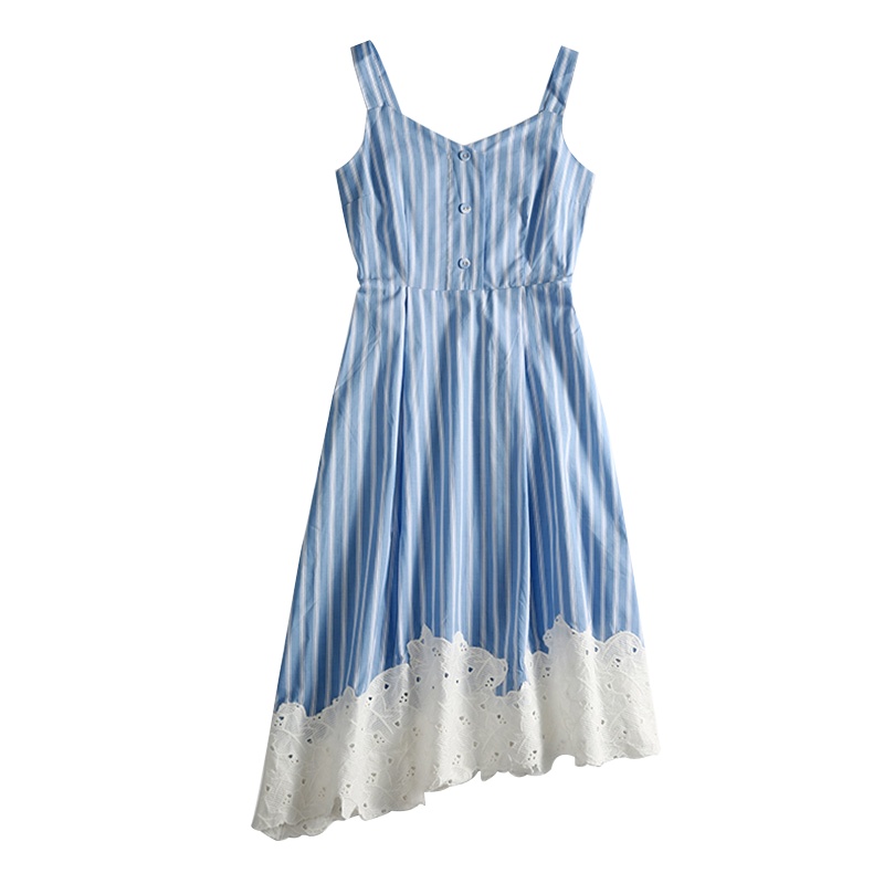 A&D不规则拼接蕾丝吊带连衣裙