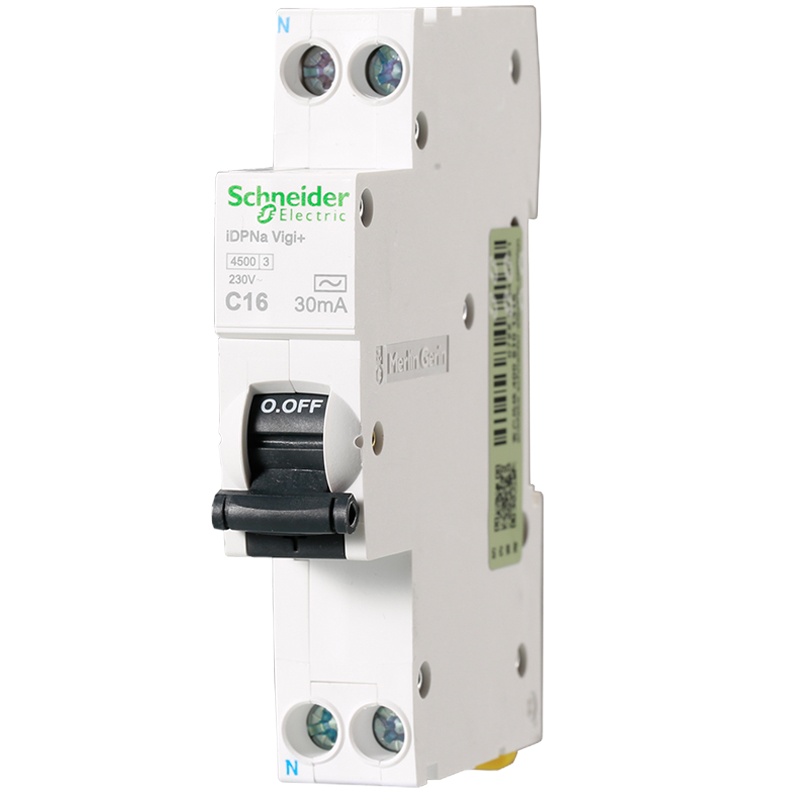 施耐德电气 带漏电保护断路器 空开 双进双出 Acti9系列 Vigi+ 1P+N C16A A9D93616