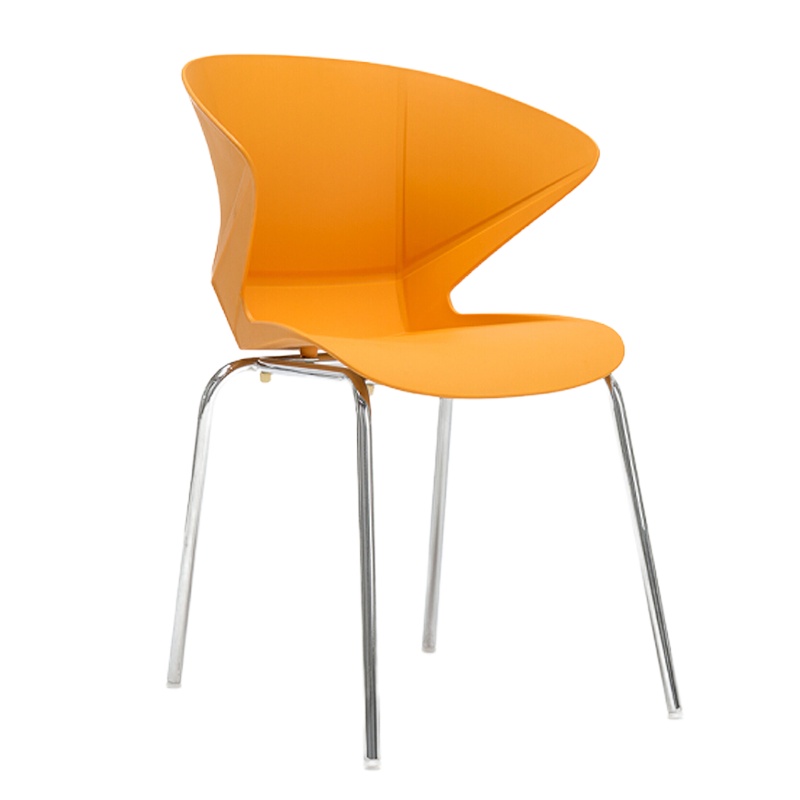 圆桌椅子洽谈接待桌椅组合办公室简约会客椅创意会议椅北欧单人休闲椅子 橙色四脚钢脚款