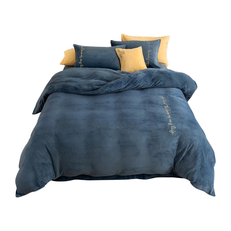 凯诗风尚(CHARSON) 四件套 苏宁自营 秋冬牛奶绒刺绣简约时尚法兰绒套件1.5m学生宿舍单人加厚被套床上用品床单