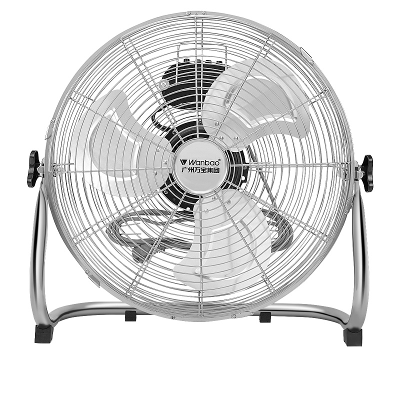 万宝强力电风扇大功率工业风扇落地扇家用商用台式趴地扇坐爬地扇银色10寸