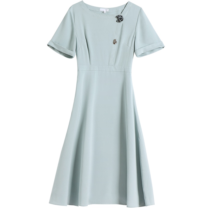 OSA欧莎连衣裙女2019新款中长款宽松收腰复古过膝裙子夏气质显瘦