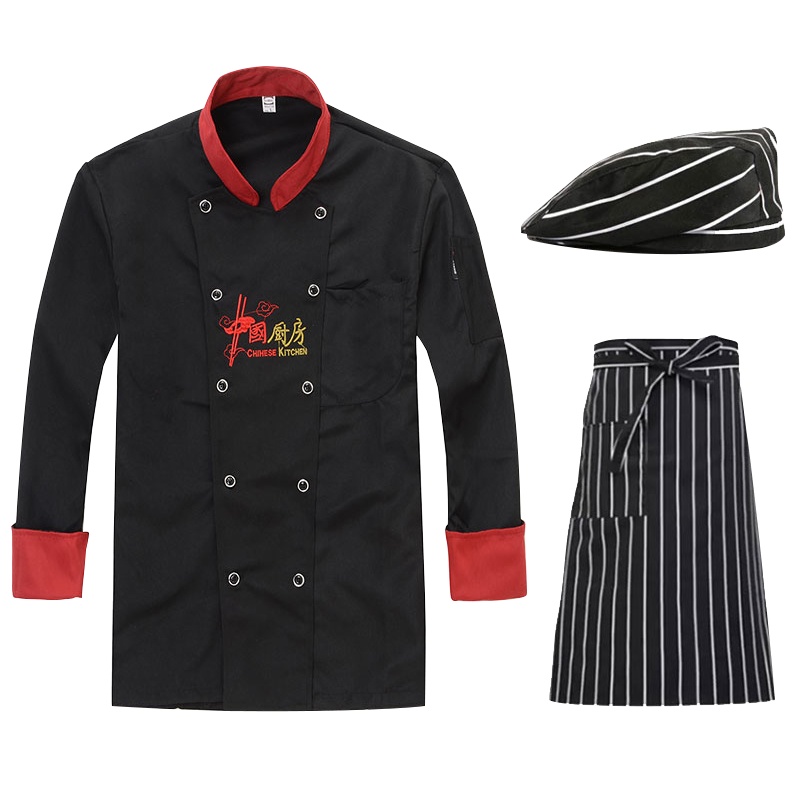 长袖厨师服3件套 XTL648 防水透气工作服厨师服衣服(套)