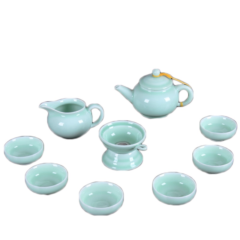 唐宏坊 简约青瓷功夫茶具套 装简约整套现代茶器茶壶茶杯盖碗