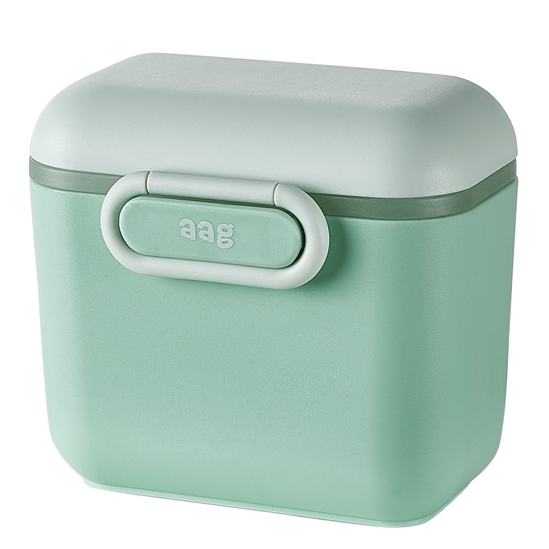 aag婴儿奶粉盒 便携外出分装格大容量米粉盒子辅食储存罐密封防潮云绿