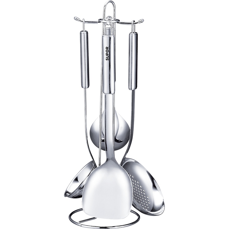 苏泊尔(SUPOR)铲勺不锈钢套装五件套中式锅铲刀汤勺漏勺饭勺火锅勺T1412Q