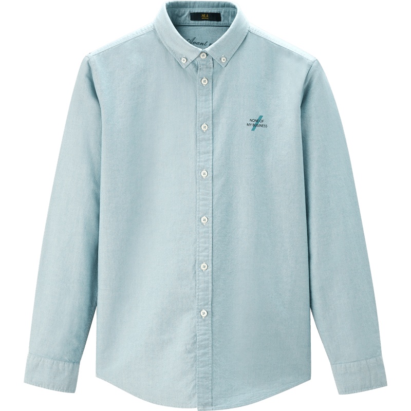 HLA海澜之家清新休闲长袖衬衫2019秋季时尚水洗长袖衬衫男HNEAD3R090A