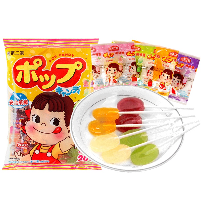 不二家 棒棒糖20支袋装(香醇+乳酸)果味牛奶棒棒糖硬糖休闲零食品喜糖