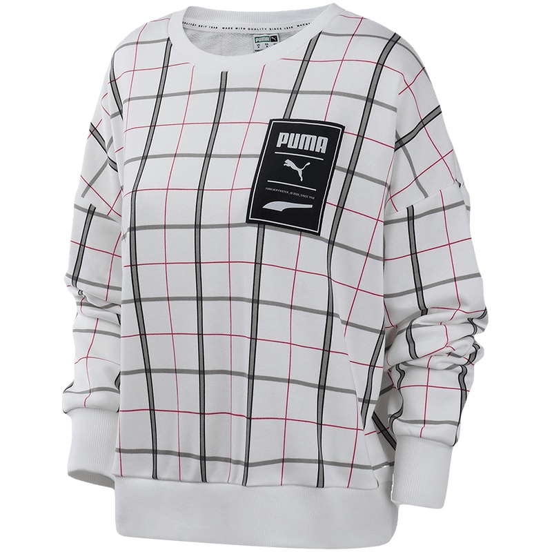 PUMA彪马2020新款女装运动服刘雯同款休闲复古格纹百搭卫衣597892