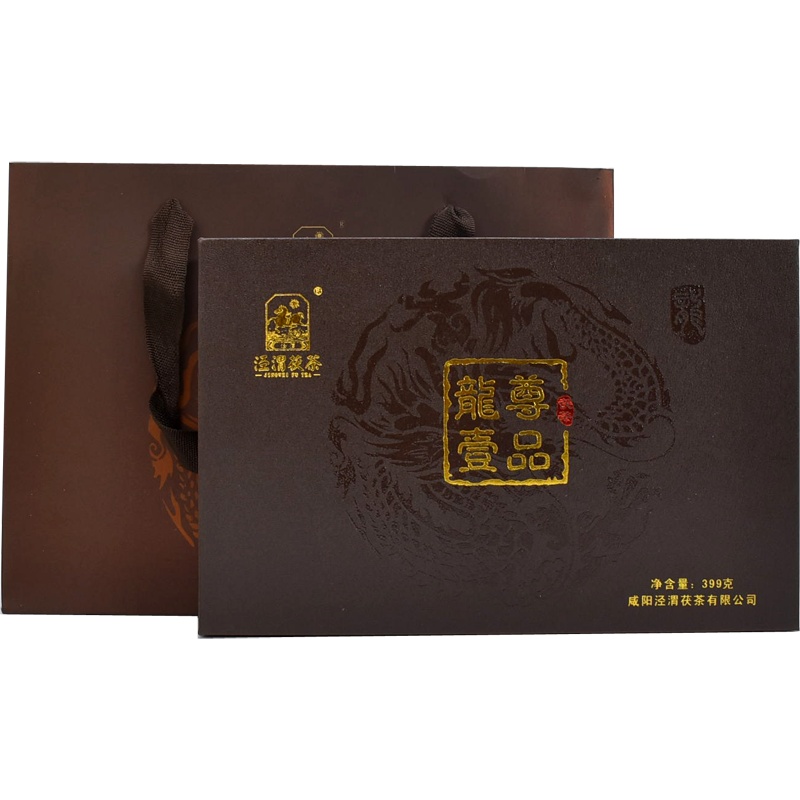 泾渭茯茶龙尊一品399g 高档礼盒 陕西黑茶 泾阳茯茶 金花茯砖茶 伏茶特产 高山纯料