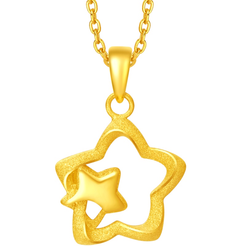 周大福金吊坠珠宝首饰五角星星足金金吊坠计价（工费：48元）F216829