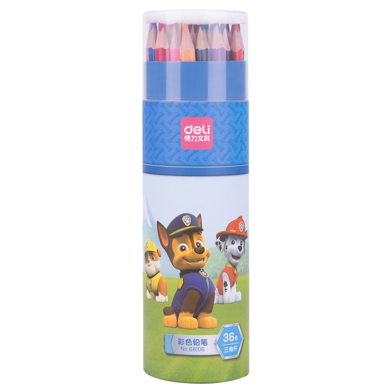 得力汪汪队立大功彩色铅笔68106LAN素描套装手绘彩绘36色儿童绘画涂鸦小学生彩铅幼儿园美术成人画画三角杆