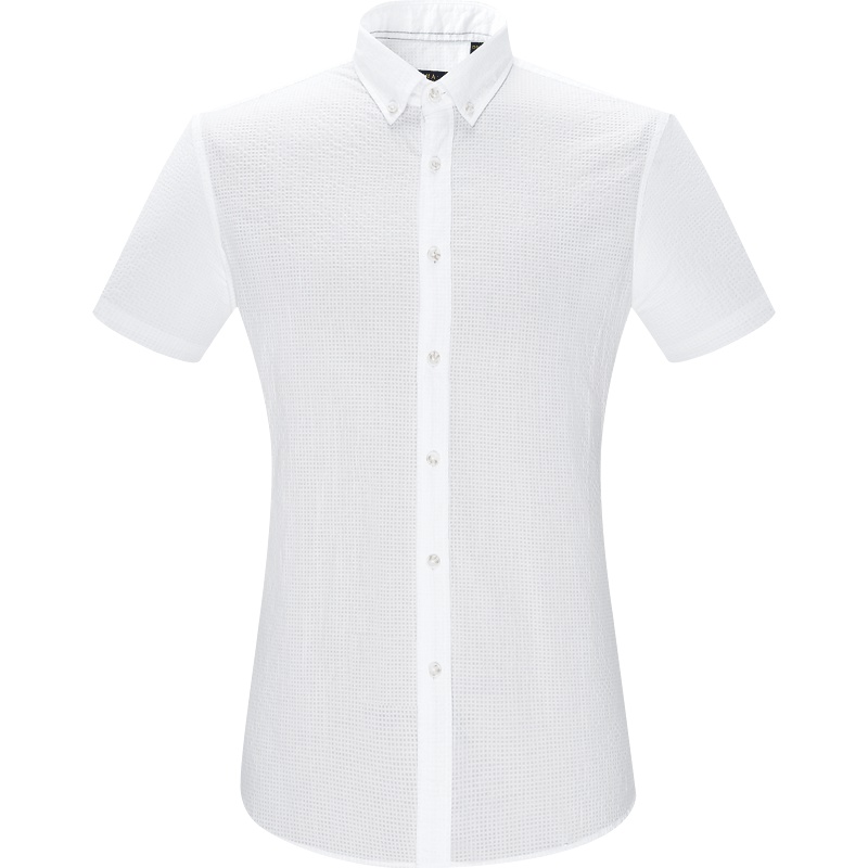 HLA海澜之家简约净色短袖衬衫基础休闲短衬男HNECJ2E071A