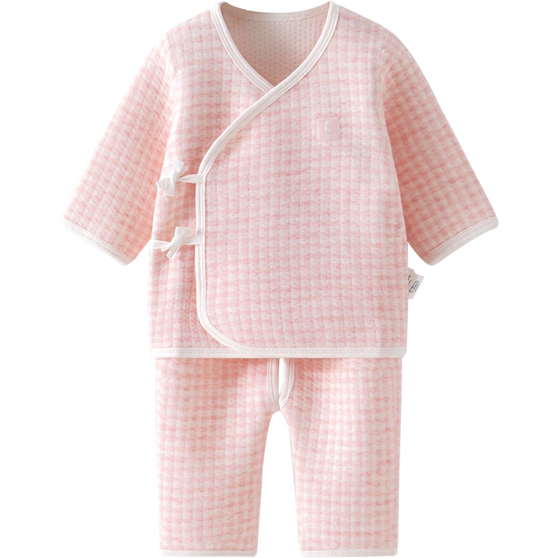童泰(TONGTAI)秋冬款0-3月新生婴儿男女宝宝加厚和服开裆保暖内衣套装儿童内衣