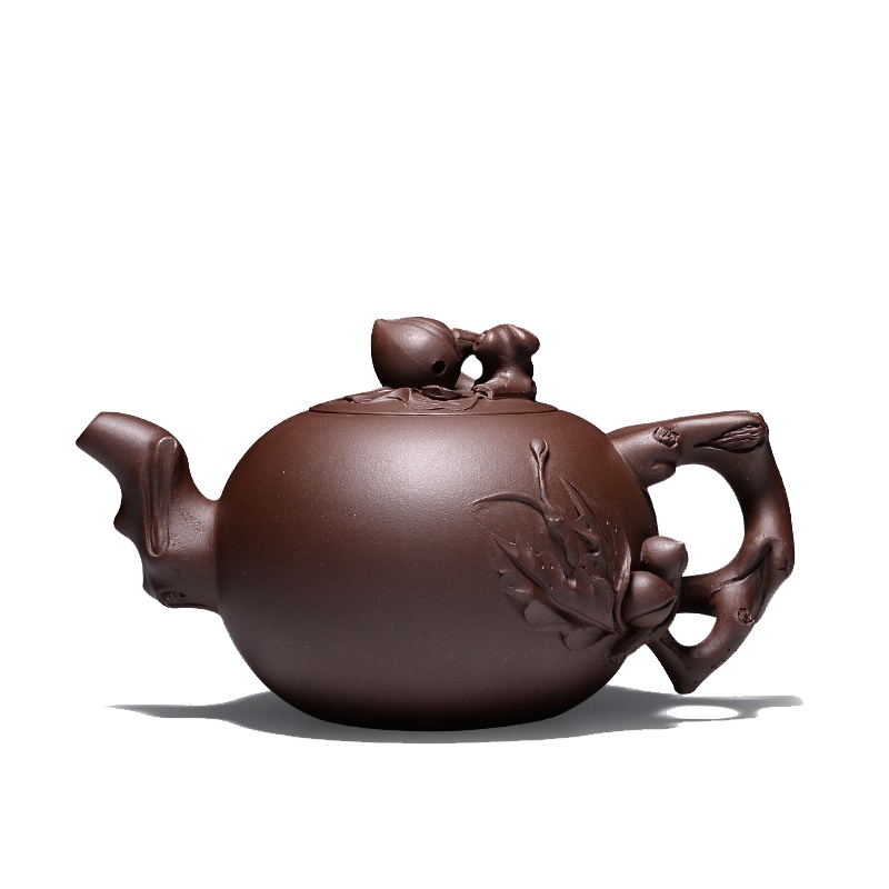 [子冶紫砂]300cc 寿桃壶 原矿老紫泥宜兴紫砂壶名家纯全手工茶具套组正品