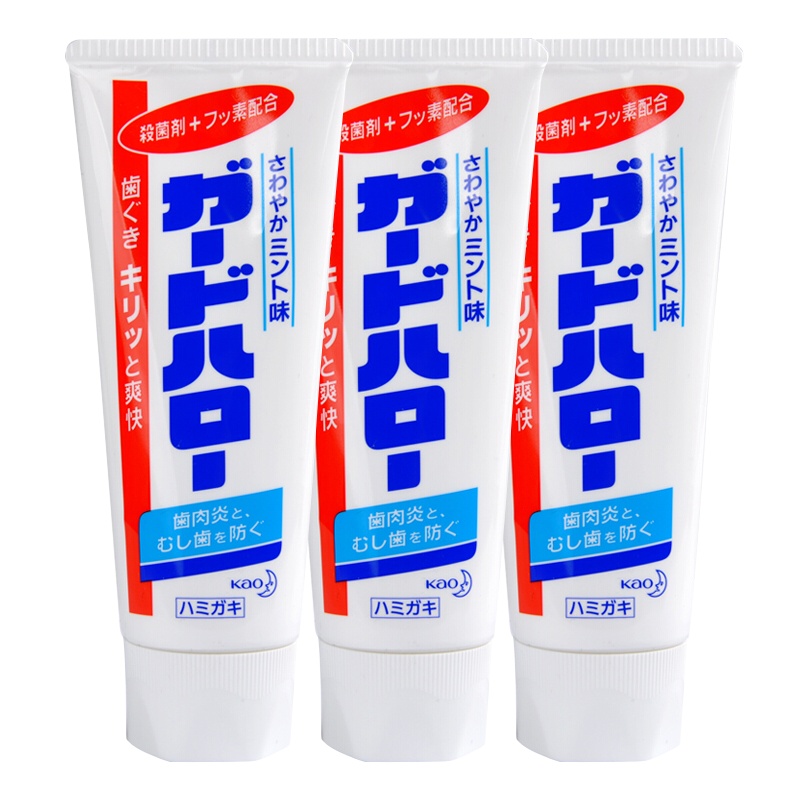 花王(KAO)日本进口牙膏固齿护牙龈 除口腔异味去牙垢清新口气薄荷牙膏165g 三支装