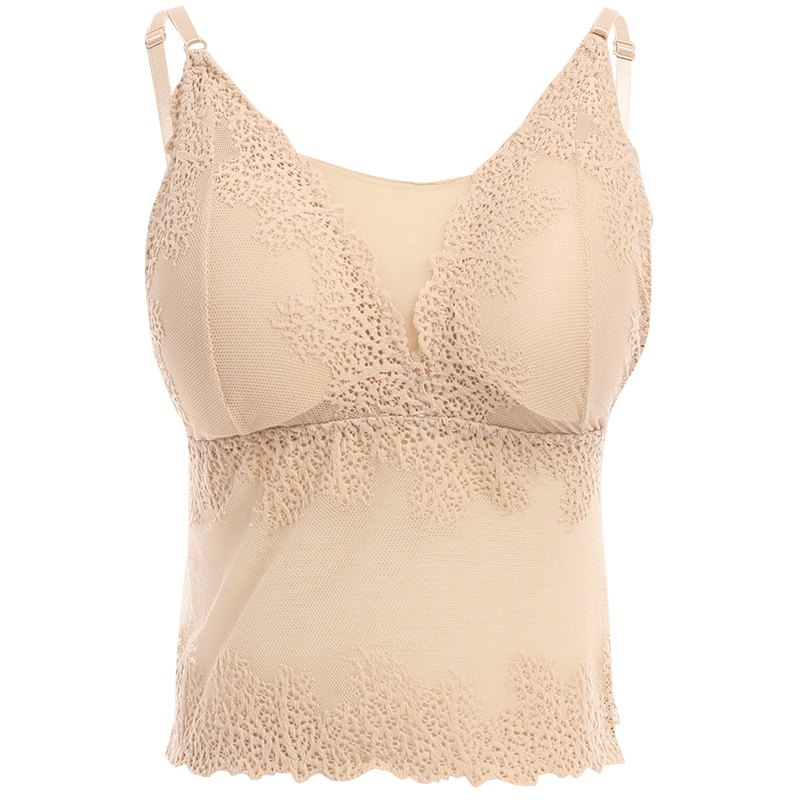 欧昵雪夏季蕾丝吊带背心裹胸打底衫女内搭带胸垫低领抹胸