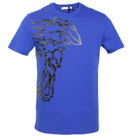 VERSACE COLLECTION 范思哲男士蓝色半面美杜莎头像短袖T恤 V800683 VJ00503 V1343