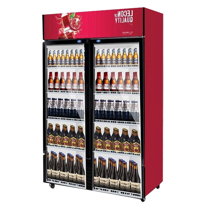 乐创(lecon)饮料柜展示柜冷藏柜立式冰柜商用冰箱饮品啤酒蔬菜水果保鲜冷柜鲜花柜陈列柜双门上机石榴红风冷800L