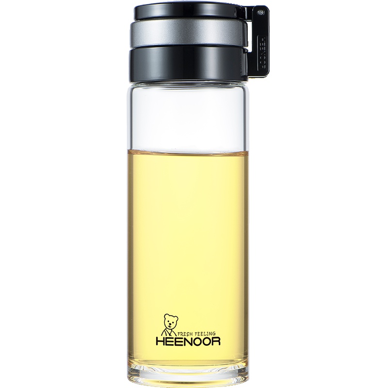 希诺玻璃杯单层加厚车载户外大容量便携提环水杯耐热过滤泡茶杯子