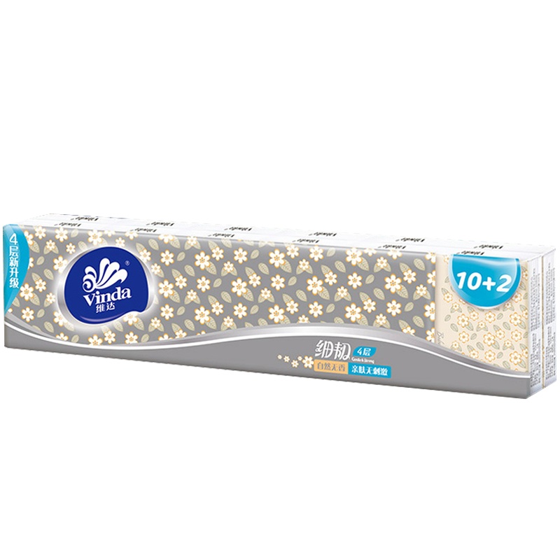 维达手帕纸细韧系列V0012-4小包纸巾餐巾纸144包自然无香4层7片