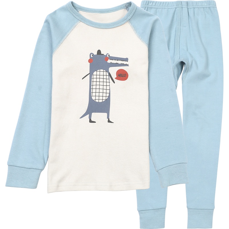 小红豆儿童内衣套装男童精梳棉舒适柔软纯棉秋衣秋裤套装儿童低圆秋衣秋裤套装