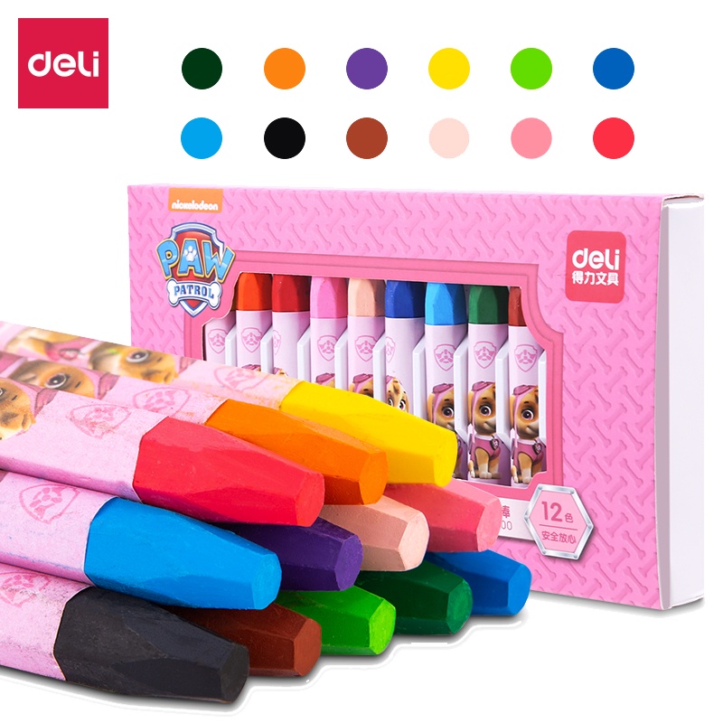 得力汪汪队立大功72100FEN油画棒24色36色宝宝蜡笔儿童安全幼儿画笔彩笔蜡笔套装色油画笔彩绘棒无毒可水洗