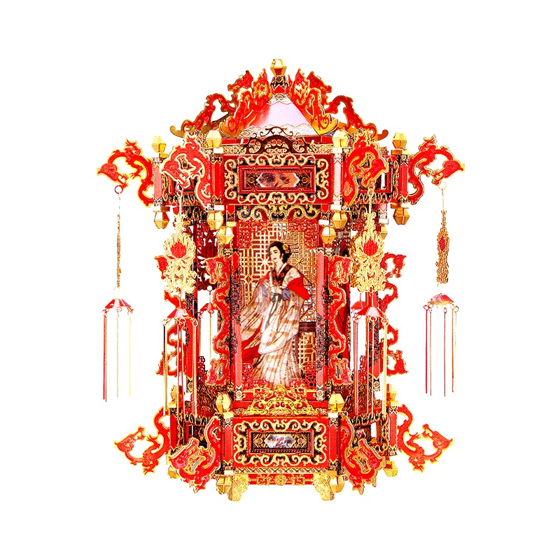 拼酷-宫灯 3D立体拼图 红金