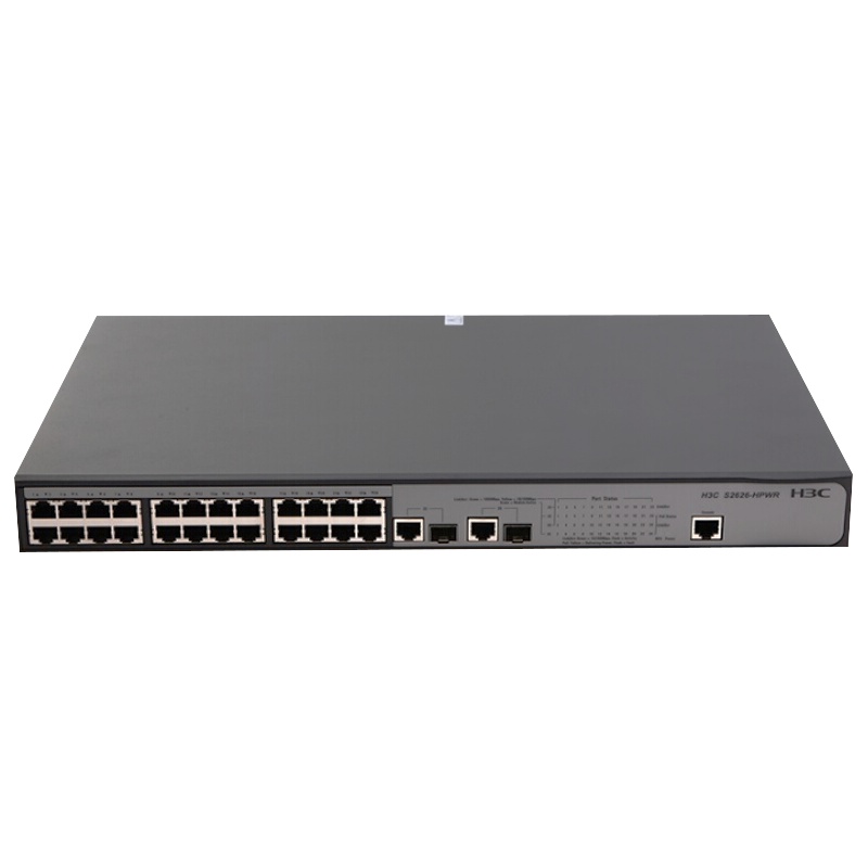 华三(H3C)S2626-HPWR 24口百兆电+2口千兆光二层网管企业级网络POE交换机
