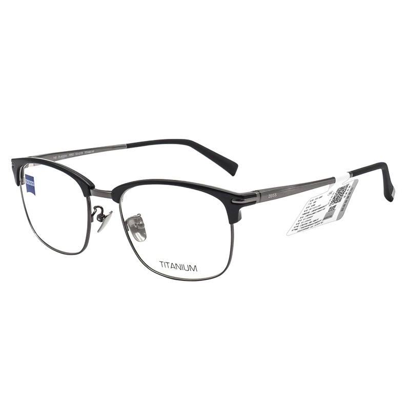 蔡司(ZEISS)光学近视眼镜架 男女款板材+钛商务休闲眼镜框全框更新ZS-80004 53mm