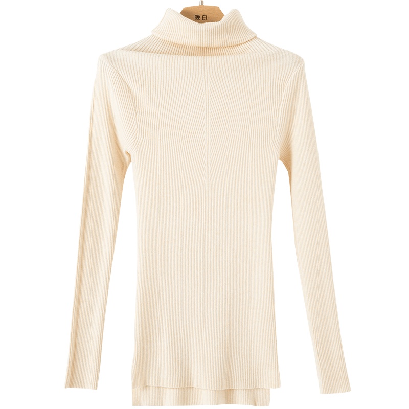晚白2020冬季新品通勤简约纯色高领长袖修身打底衫毛衣针织衫女