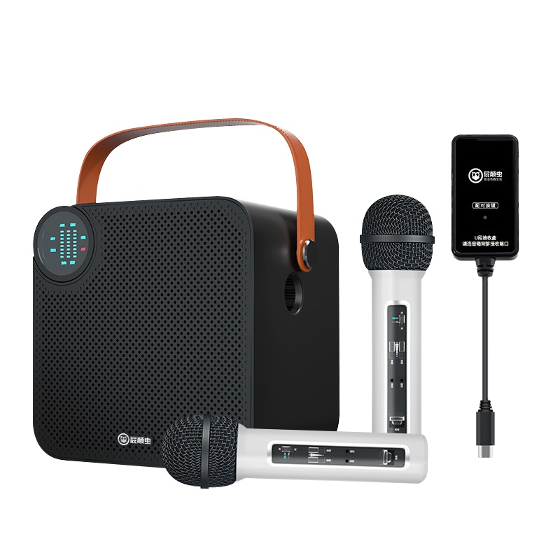 屁颠虫A7家庭ktv无线麦克风电视全民k歌神器家用唱歌蓝牙话筒音响一体手机电脑通用演讲教学广场舞会议主持音箱 双麦版黑色